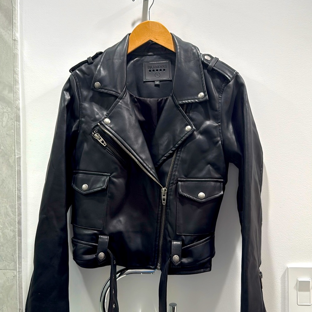 Cropped Moto Leather Jacket